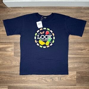 Blue Short Sleeve Tee with Graphic Design Unisex Size XL